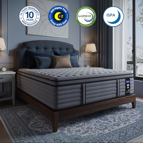 Image of California King Mattress 14 Inch, Hotel Luxury Hybrid Cal King Mattress In A Box, Extra Enhanced Support, Relieve Back & Waist Pain, Cooling, Fiberglass-Free, CertiPUR-US, 365-Night Trial, Medium Firm