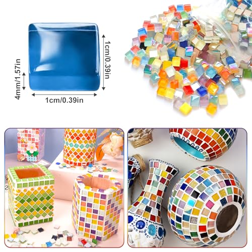 1kg Mosaikfliesen (1x1 cm, ca. 1100 Stück) Mosaiksteine zum Basteln, Mini Mosaik für Innen und Außenbereich, Badezimmer, Küche, Heimdekoration, Mix Color
