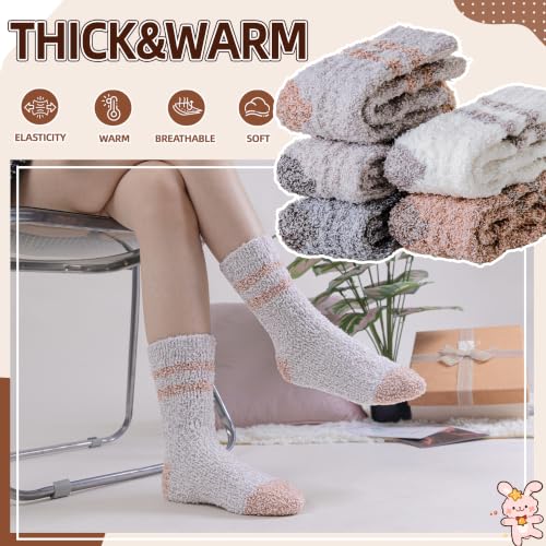 Image of Velice Womens Fuzzy Socks Soft Cozy Fluffy Slipper Winter Thick Warm Plush Sleeping Christmas Socks