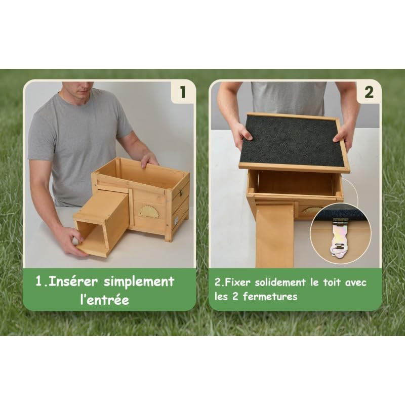 BB Loisir Abri Cabane Mangeoire Hérisson Refuge extérieur Bois Massif Hibernation Hiver