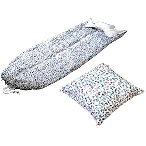 日本製 3way スリーピングクッション アップサイクルダウン 150×210cm 洗える 寝袋 シュラフ ケット 肌掛け クッション Petal(ペタル) ホワイト 1枚目