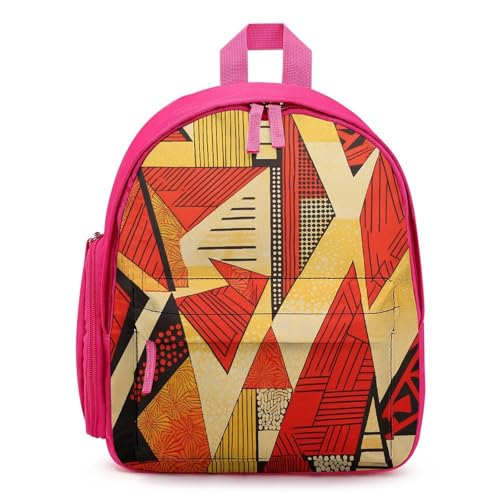 African Style Prints Backpack Small Book Bag with Side Pocket, Lightweight Durable Backpack, Travel Rucksack, Pink-style