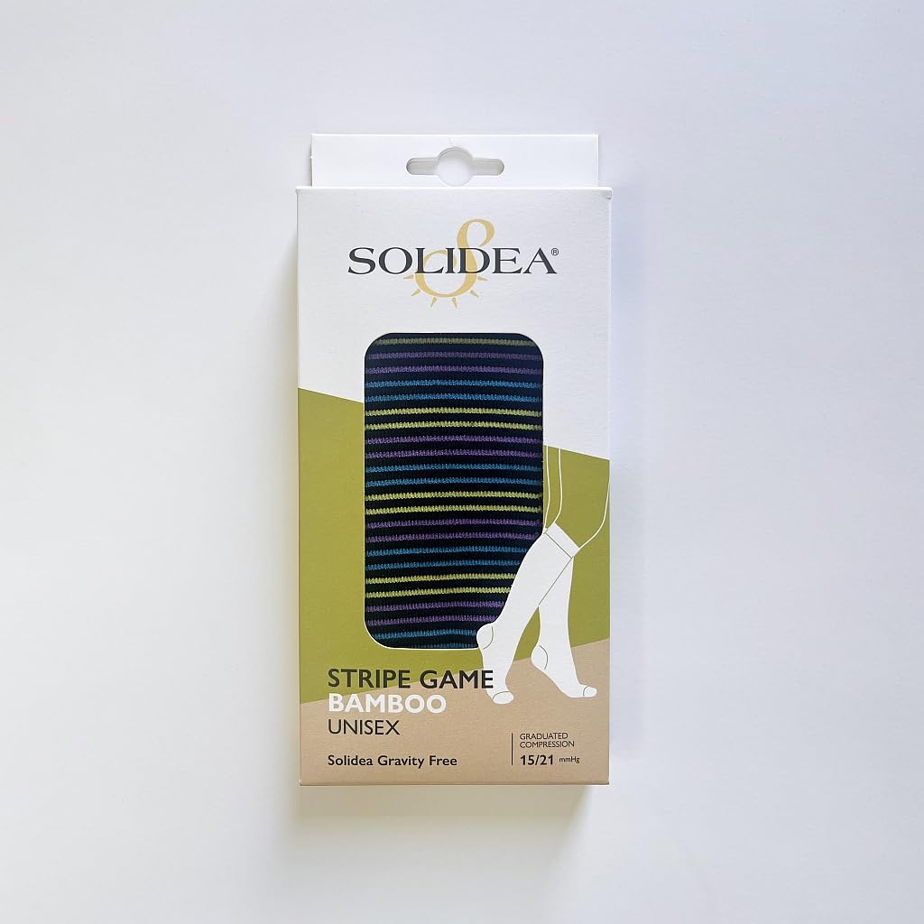 SOLIDEA Gambaletti STRIPE GAME ZENITH, Colore NERO, Calze a compressione graduata 15/21 mmHg Art. 0629A0