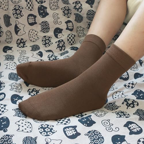 Image of Womens Viscose Bamboo Crew Socks Thin Casual Ultra Soft Colorful Above Ankle Socks Breathable Comfortable 3 /6 Pairs