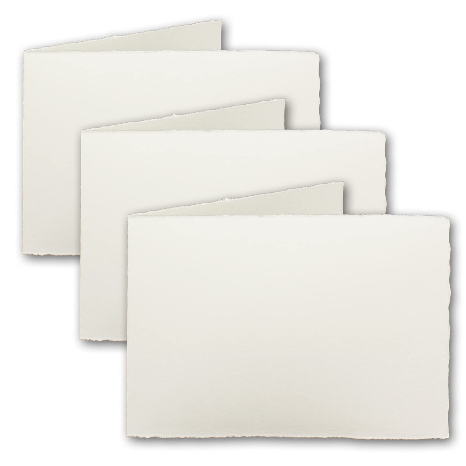 NEUSER PAPIER 100 x kartki składane DIN A5 vintage, papier czerpany, 148 x 210 mm – podwójne, białe (naturalna biel) 250 g - powierzchnia Vellum