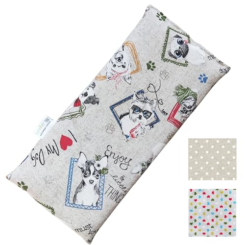 Saco de Semillas Termico 30x15 cm – Saquito Térmico Cervical con Lavanda – Bolsa Térmica de Calor y Frío – Bolsa de semillas Calor Microondas - Almohadilla Alivio Dolor Menstrual (PERROS)