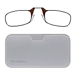 ThinOptics Reading Glasses + White Universal Pod Case | Brown Frames, 1.00 Strength Readers Brown Frames / White Case, 44 mm