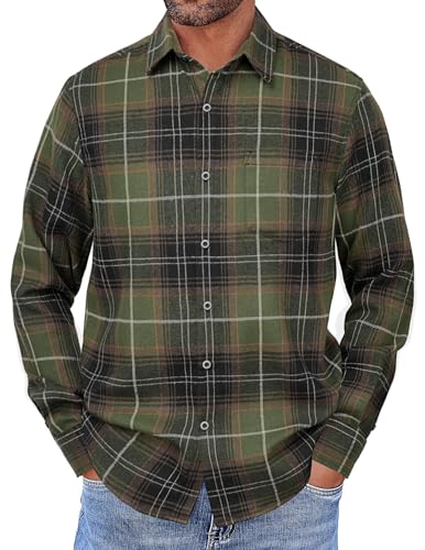 COOFANDY Flannel Shirts for Men Long Sleeve Button Up Shirt with Pocket Untucked Shirts for Men