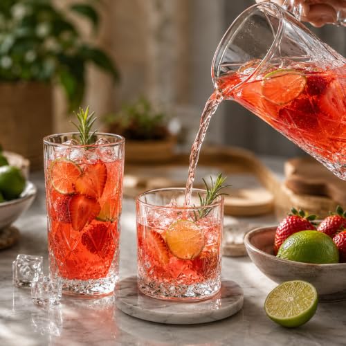 Image of bellemax Water & Juice Glasses 278 ML & 340 ML, Drinking Glasses for Home, Kitchen, Dining, Restaurant & Party, Premium Tumbler Glasses for Water, Juice & Beverages Set of 12