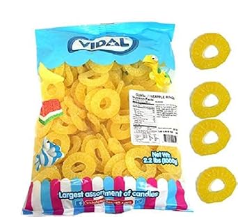Vidal Gummi Pineapple Rings Candy, 2.2 Pounds