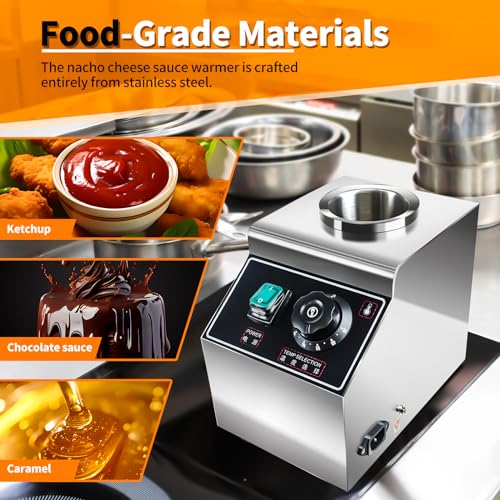 YOOKTEN Electric Nacho Cheese Sauce Warmer,0.68 Qt Cheese Sauce Dispenser Hot Fudge Bottle Warmer Cheese Sauce Warmer Dispenser Hot Chocolate Warmer and Dispenser with Bottles,86-185℉Adjustable 110V by Generic - Used condition - Image 4