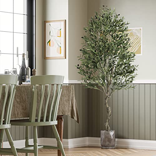 Viagdo Olive Tree Artificial Indoor 6.23Ft Tall Fake Potted Olive Silk Tree With Planter Large Faux Olive Branches And Fruits Artificial Tree For Home Office Living Room Decor Indoor, 1728 Leaves #TOP6