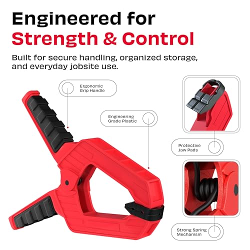 Image of JPT Ultra Heavy Duty 185MM Wood Spring Clamp - 150N Strong Grip with Bold Steel Spring | 3-Inch Clamping Capacity | High-Strength ABS for Carpentry, DIY & Workshop Use