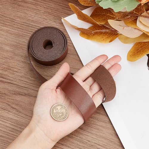 GORGECRAFT 25mm Wide Leather Strips 200cm Long Imitation Leather Strap 1.2mm Thick Flat Cord Lychee Grain Threads Rope for DIY Crafts Jewelry Making Belt Furniture Handles - Image 3