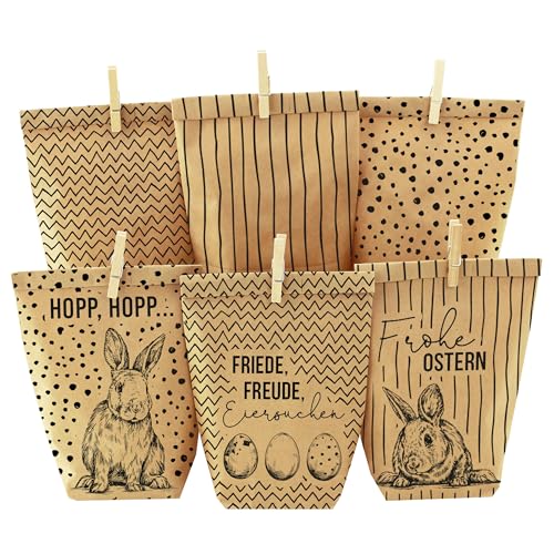Papierdrachen Tüten Bedruckt mit Ostermotiv - Braun - mit schwarzen...
