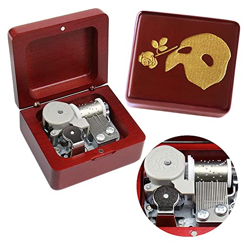 Sinzyo Masquerad Music Box Vintage Wood Carved Wind Up Musical Box Gift for Christmas Birthday Valentines Day A