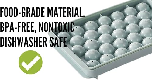 Miniatura 6 de ACGSS - Paquete de 2 bandejas redondas para cubitos de hielo, 66 piezas, molde redondo para cubitos de hielo, perfecto para enfriar bebidas, café,