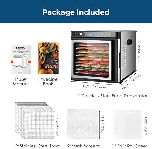 Package contents including trays, mesh screens, and recipe book