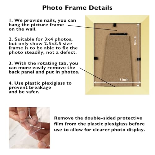 Image of JCJMY 3x4 Picture Frame Gold for Wall Hanging or Tabletop, Wall Mounting Horizontally or Vertically, 3 x 4 Wall Gallery Poster Photo Frame with Shatter Resistant Plexiglass, Gold