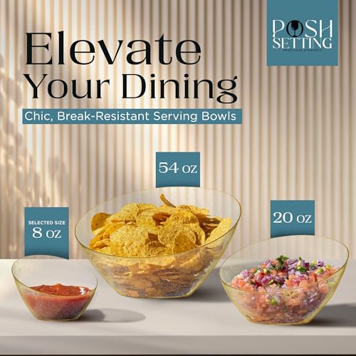 image for Posh Setting Gold Plastic Serving Bowls - Angled, Disposable for Chips