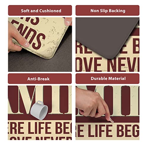 Anti Fatigue Red Kitchen Mats Sets 2 Piece Kitchen Quote Standing Rugs Farmhouse Cushioned Memory Foam Kitchen Floor Mats Non Skid Washable Kitchen Rugs For Sink Laundry Room,17.3X28+17.3X47 Inch #TOP5
