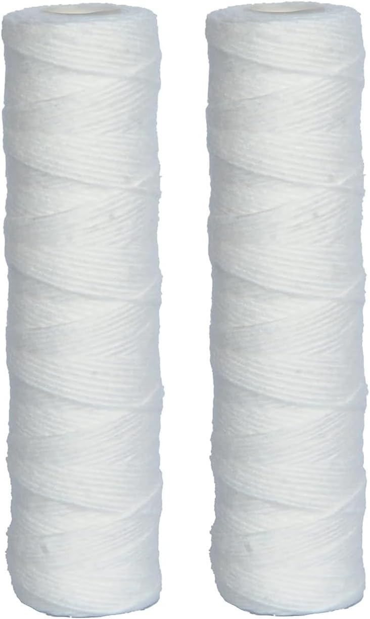 10 Inch PP Yarn Wound Threaded Filter Cartridge Suitable for Mainline Sediment Filter housing (Pack of 2, 5 Micron)