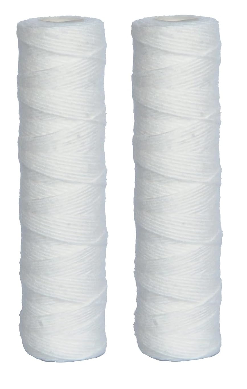 10 Inch PP Yarn Wound Threaded Filter Cartridge Suitable for Mainline Sediment Filter housing (Pack of 2, 5 Micron)