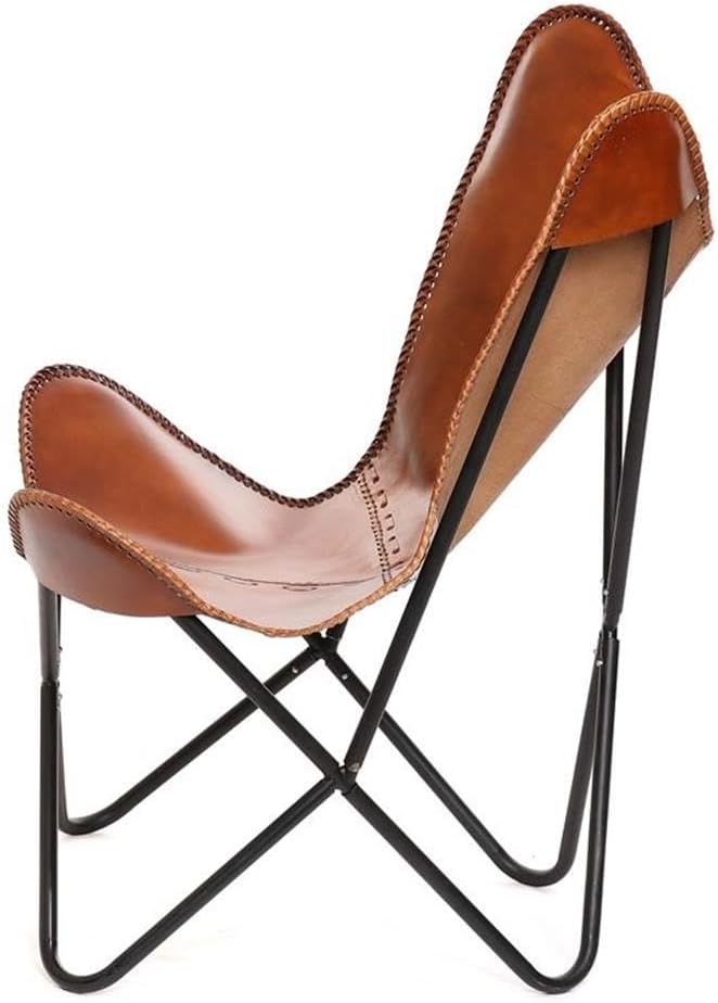 Carolina Classic Monroe Leather Butterfly Chair in Brown and Black