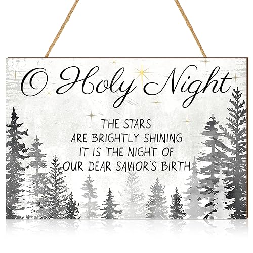 Wesiti Holy Night Wooden Sign Christmas Nativity Wall Door Hanger,White
