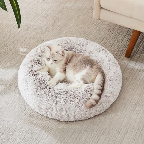 WESTERN HOME WH Calming Dog & Cat Bed, Anti-Anxiety Donut Cuddler Warming Cozy Soft Round Bed, Fluffy Faux Fur Plush Cushion Bed for Small Medium Dogs and Cats (20"/24"/27"/30") - Thumbnail 2