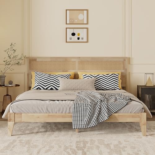Virubi King Size Rattan Headboard Bed Frame