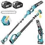 SEESII 2 in 1 Cordless 8 inch Pole Saw & Mini Chainsaw with 2 Battery, Power Electric Polesaw for Tree Trimming, Chain Saw with Extension Pole, Limb Branch Cutter Pruner (P8 Ace)