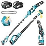 SEESII 2 in 1 Cordless 8 inch Pole Saw & Mini Chainsaw with 2 Battery, Power Electric Polesaw for Tree Trimming, Chain Saw with Extension Pole, Limb Branch Cutter Pruner (P8 Ace)
