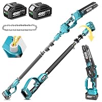 SEESII 2-in-1 Akku Astsäge & Mini Kettensäge mit 2×4000mAh Akkus, 8 Zoll Bürstenlose Kettensäge mit Teleskopstange, Ausziehbar bis 4,5m für Baumschnitt, Astschnitt und Gartenpflege – Ansicht 1