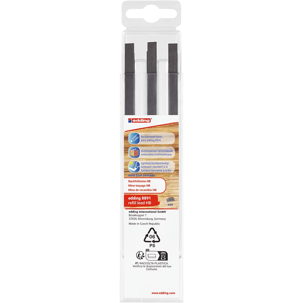 edding 8891 carpenter pencil refill leads HB, set of 6, for markings on different hard and rough surfaces such as wood - Image 2