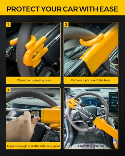 image for SEALIGHT Steering Wheel Lock Anti-Theft Car Device, Adjustable Steerin