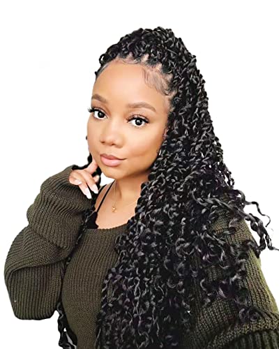 24 Inch Kai Twists Crochet Hair 8 Packs Pre-looped Mini Passion Twist Pre-twisted Long Soft Bohemian Twist Crochet Braids With Curly End (2#)