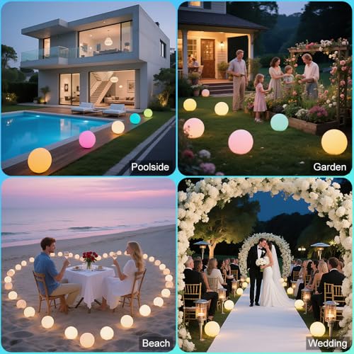 8-in Solar Globe Light Outdoor, Solar Garden Ball Light for Outside w/Remote, 16 RGB Colors 4 Modes Glow Orb Lights, Waterproof Landscape Lighting w/Ground Stake for Pathway Patio Backyard Party Decor by BALMOST - Image 4