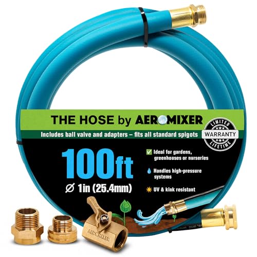 Aeromixer THE HOSE - 1 Inch Garden Hose 100 Ft with Brass Ba...
