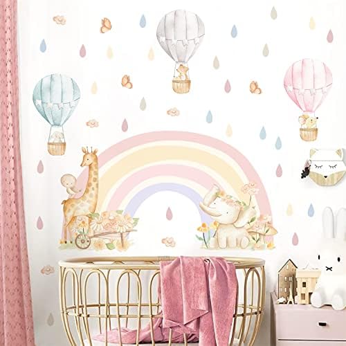 Cartoon Animal Wall Decals Large Rainbow Animals Wall