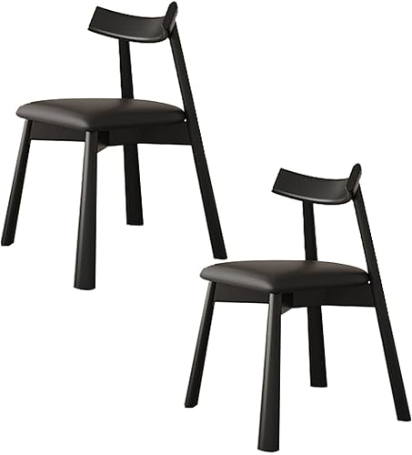 Miniatura 31 de JKGHK Dining Chairs Set, Room Chair for Kitchen with Thick Cushions, Leather Armless Living Room Chair with Curved Backrest and Wooden Legs, for