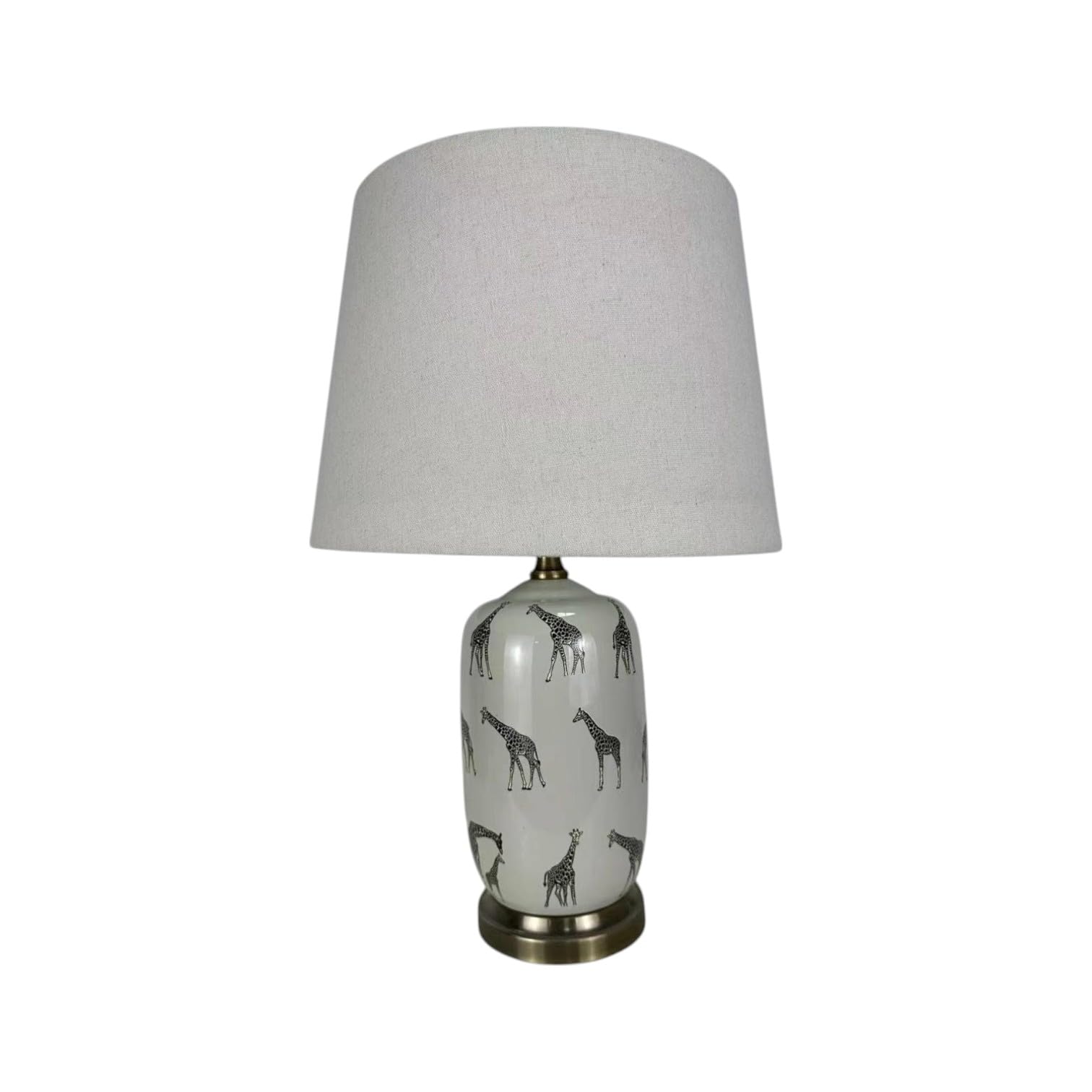 AcaciaHome Modern and Classic Oriental Design Large Floral Ceramic Table Lamp with Drum Shade - Perfect Stylish and Functional Hall Light for Living Room. Bedroom (45cm Giraffe Safari Design)