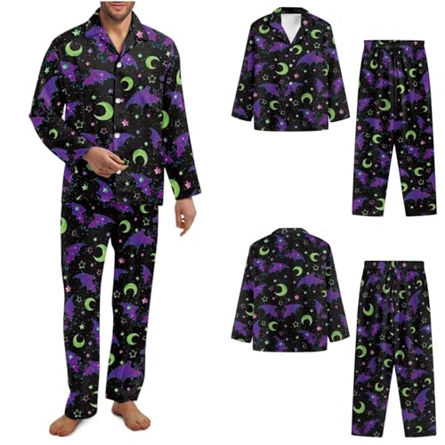 Matching Pjs for Couples Casual Men Long Sleeve Pjs Button Down Sleepwear Lightweight Women V Neck with Pockets4