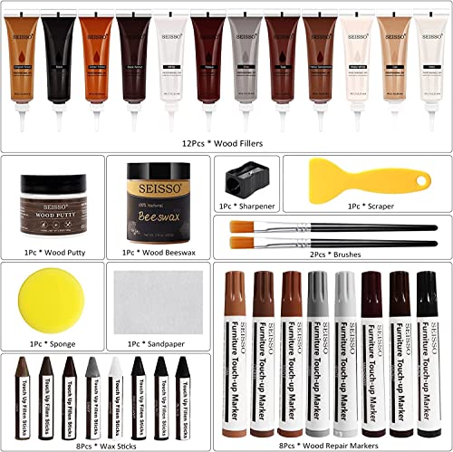 SEISSO Wood Furniture Repair Kit, Set of 36 with Wood Putty, Beeswax, Furniture Touch Up Pens - Image 2