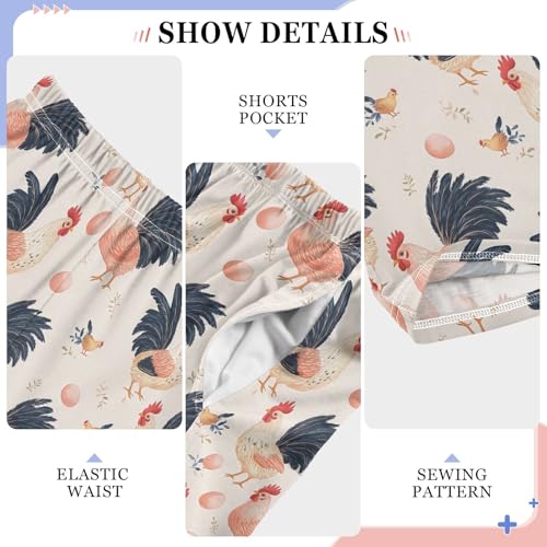Pajama Pants Lounge Sleep PJ Bottoms Sleepwear Elastic Waist Drawstring S Rooster Eggs4