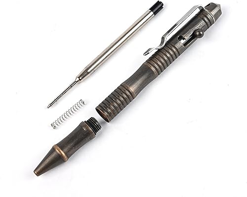 Miniatura 2 de Lary LA002 - Bolígrafo de acción de latón macizo, clip de acero inoxidable, chapado en cobre, negro para firma EDC con 3 recambios adicionales en