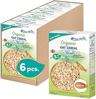FLEUR ALPINE Organic Oat Baby Cereal - Yummy Baby Porridge for Deliciously Smooth Breakfast Meals | Nutritious and Easy to Make Cereal 5+ Months with No Added Sugars | 7 Servings