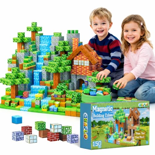 GRAFLO Magnetic Blocks - 150PCS Magnets Cubes Magnetic Building Blocks STEM Montessori Sensory Toys for 3-10 Years Old Boys Girls Birthday for Kids