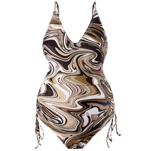 NVOQILIN Traje de baño de maternidad con cuello en V, monokini con volantes, espalda descubierta