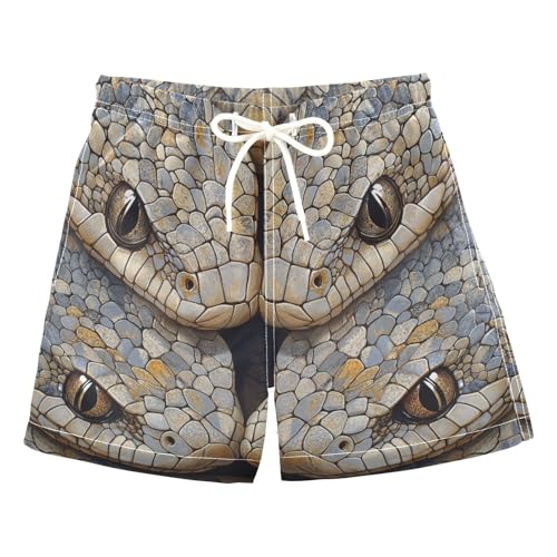 Jucciaco Boys Beach Board Shorts Snake Stone Pet Animal Quick Dry Swim Trunk Swimwear for Kids Multicolor